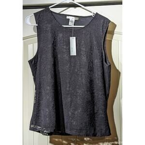 Vintage WD.NY Black Lace NWT Shell Top Womens Size XL